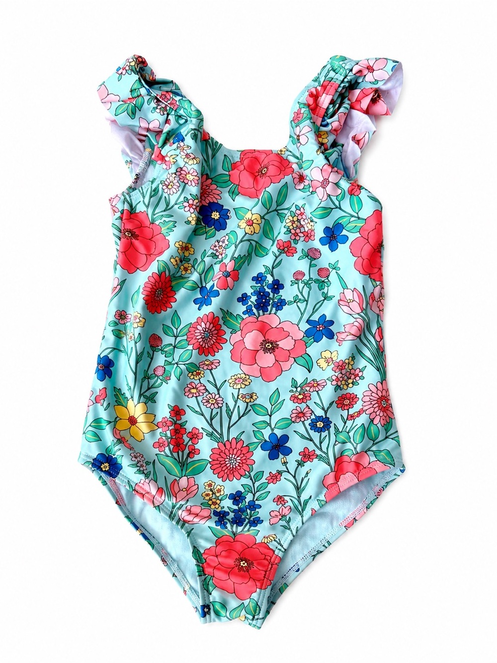 Wonder nation Aqua Floral One-Piece Swimsuit Girls size 6X